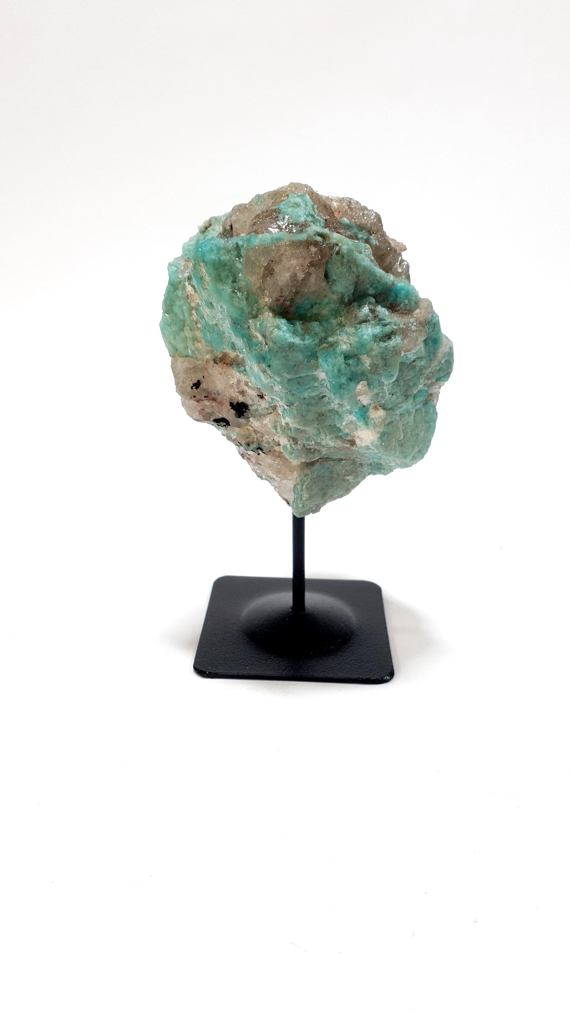 Natural Amazonite with Metal Base — Raw
