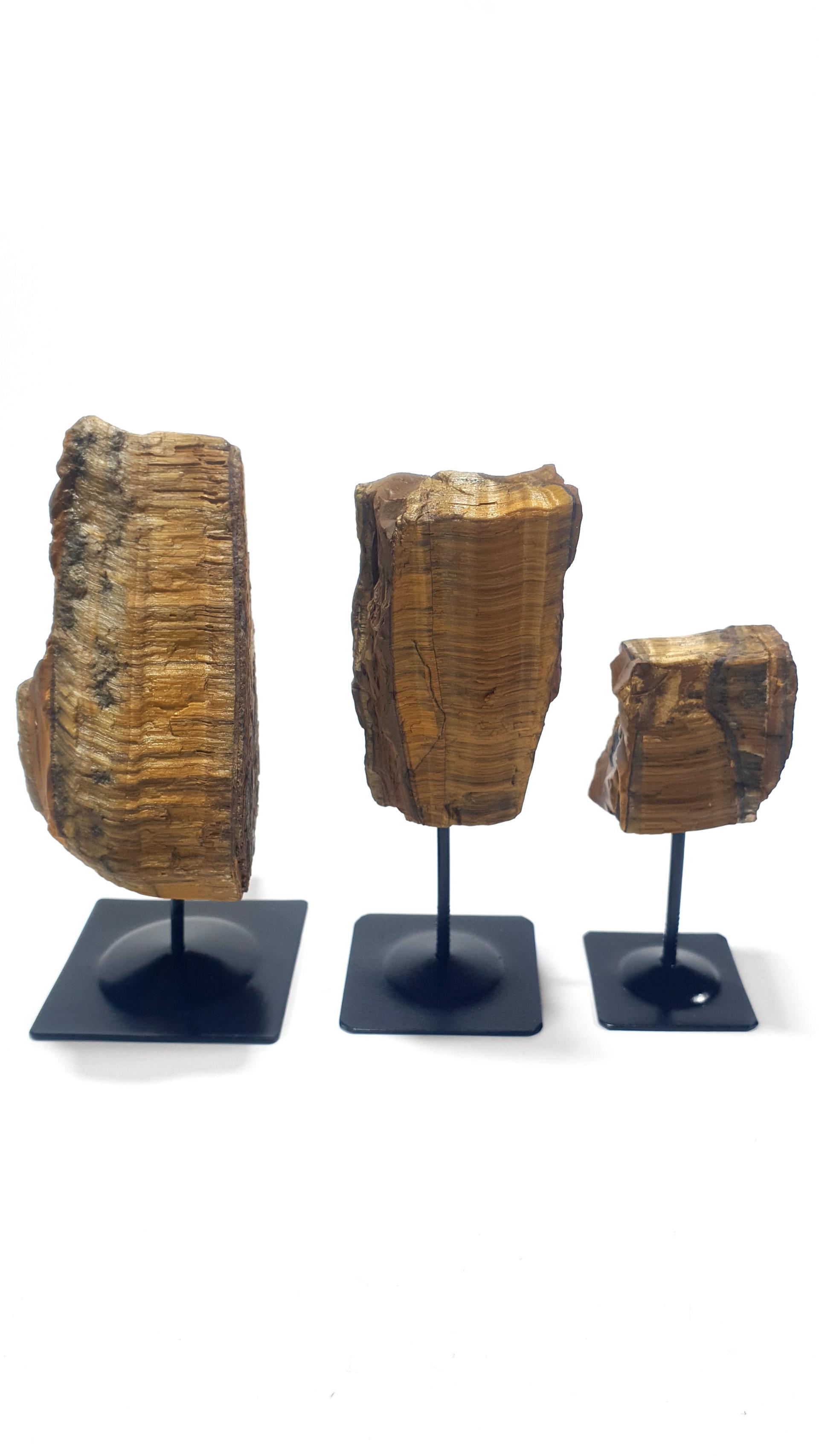 Olho de Tigre Natural com Base de Metal — Bruto