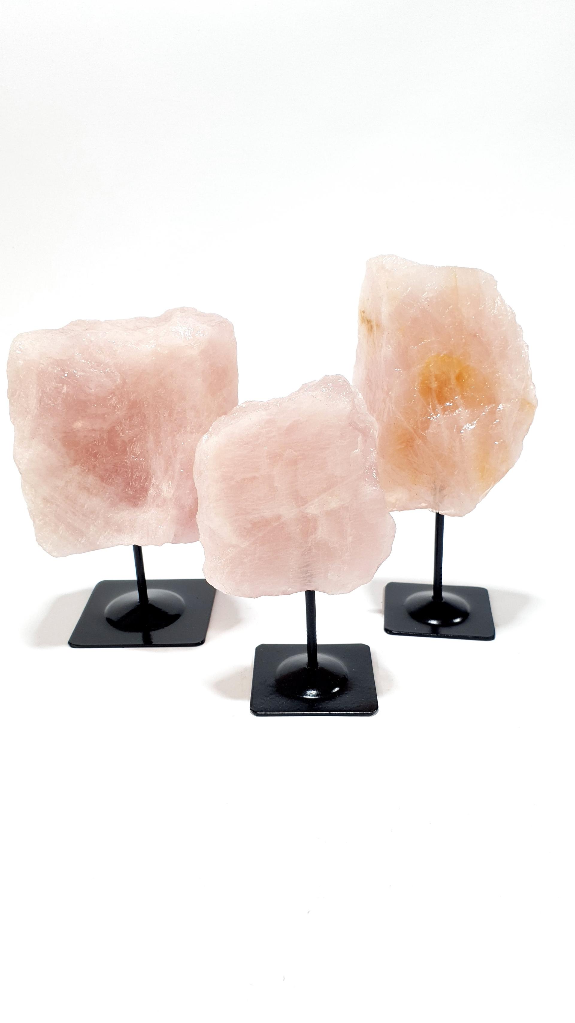 Natural Rose Quartz with Metal Base — Rough